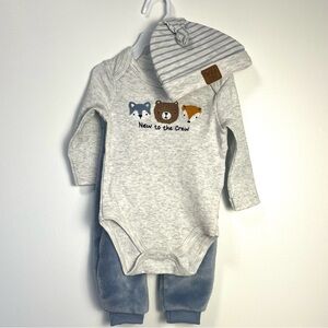 Gray and Blue Kids One Piece Set